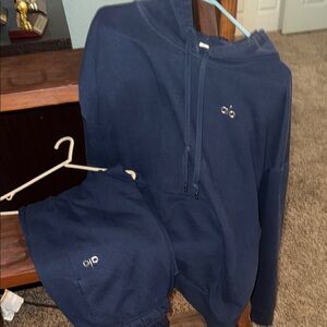 ALO Navy Blue Hoodie and Sweatpants XL Set